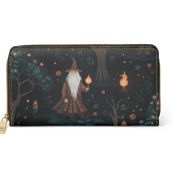 Dark Forest Wizard Witch Zipper Wallet | Black | Witch-Themed Design - Picture 1 of 6